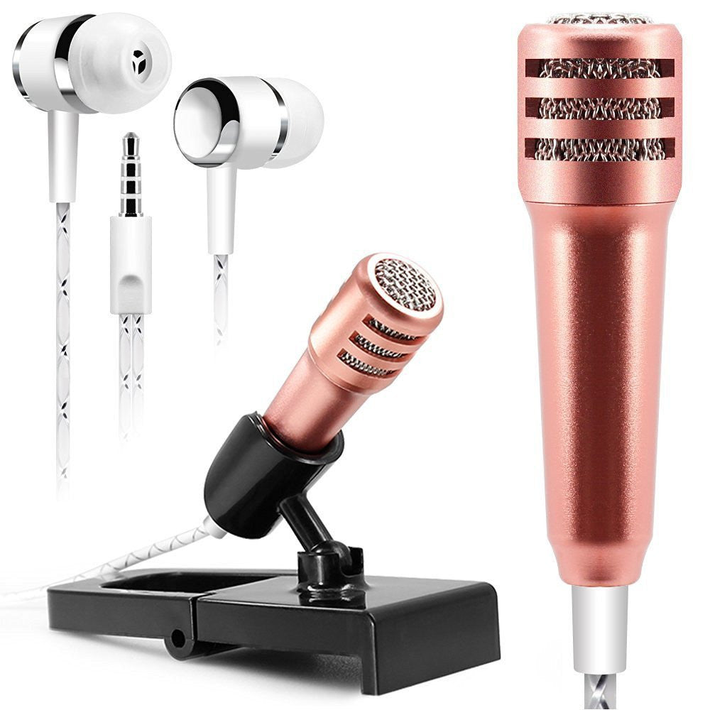 Mini Kareoka - Karaoke Microphone, Stereo Mic with Earphone for Voice Recording