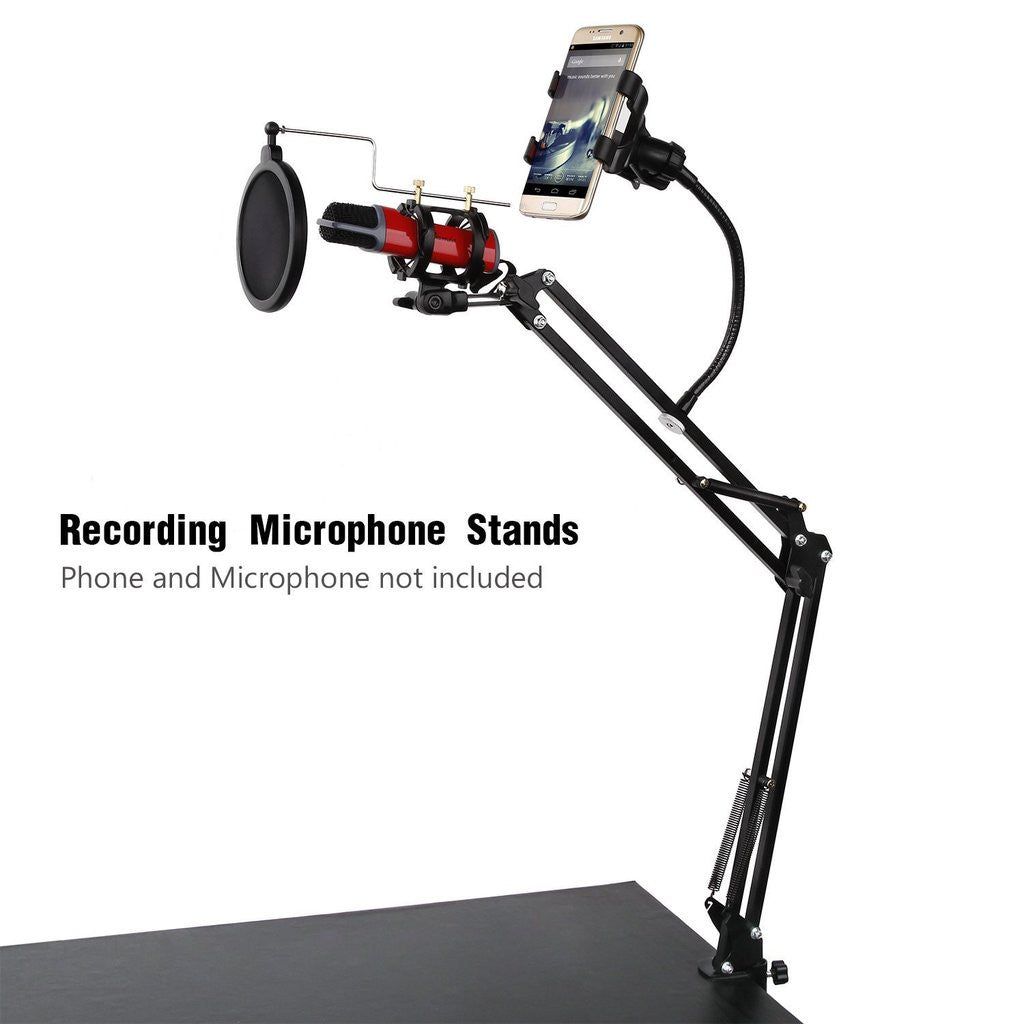 Professional Adjustable Desk Recording Microphone Phone Holder With Windscreen Karaoke